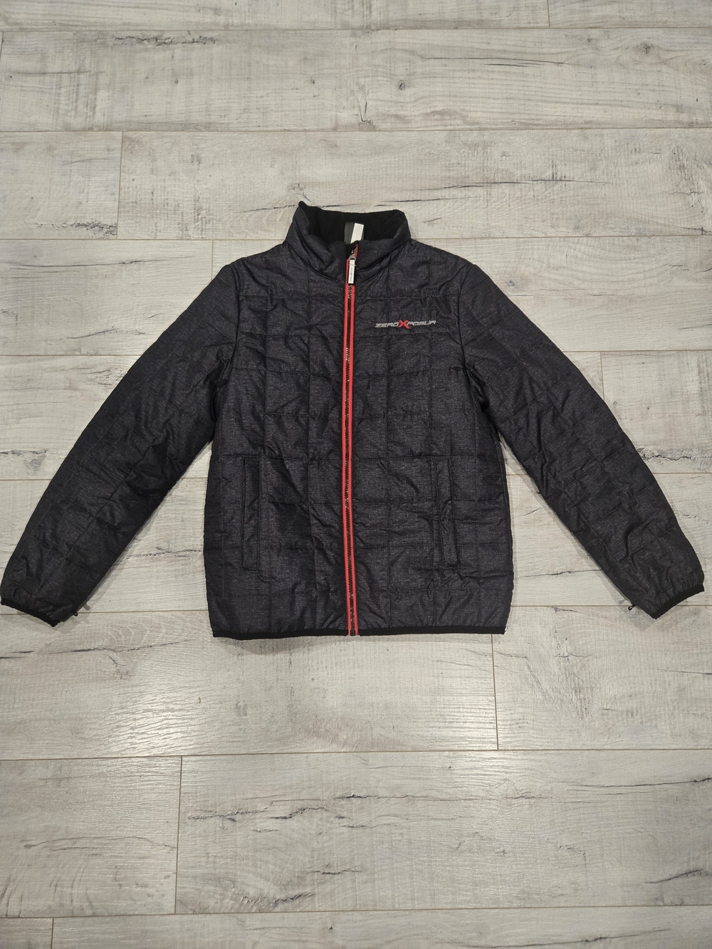 ZeroXposur Kids Black Quilted Puffer Jacket with Red Zipper